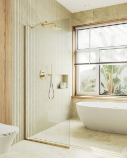 Душевая перегородка MaybahGlass MGD-695-3у 79см золото